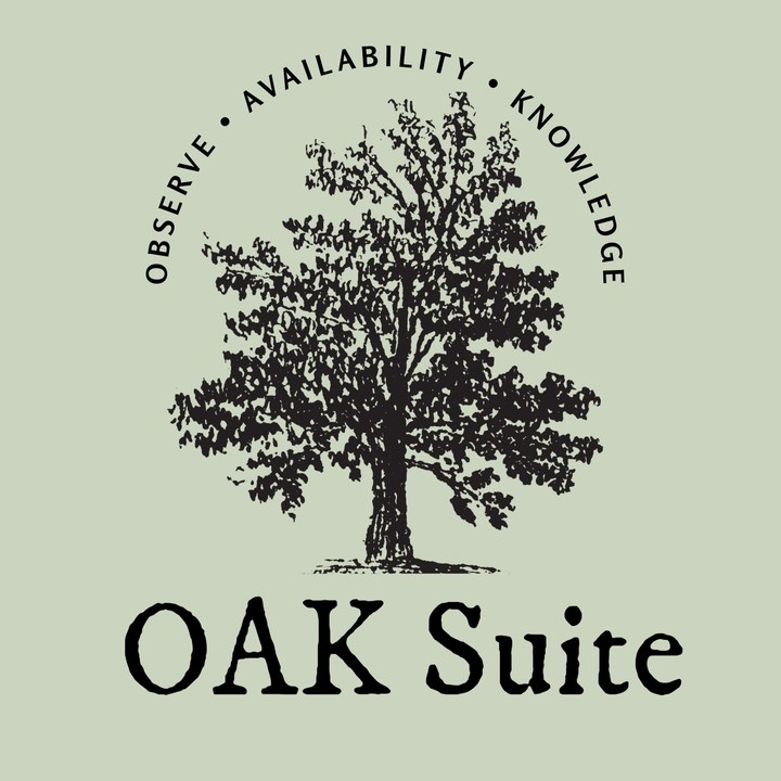 Oak Suite logo: an oak tree ringed by the words Observe, Availability and Knowledge